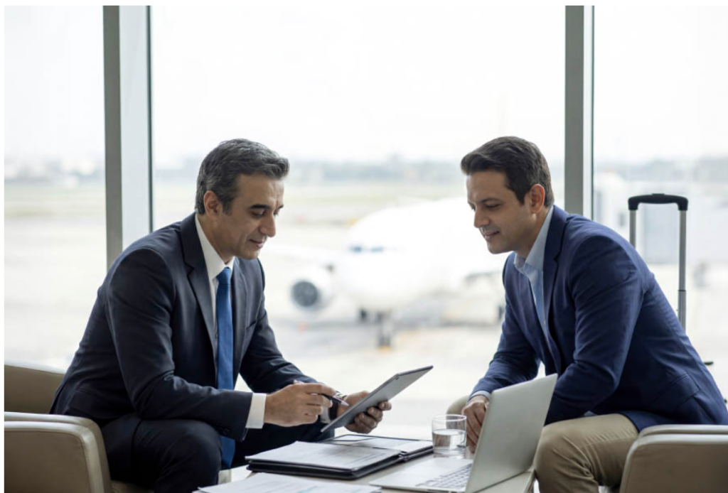 Business traveller preparing for a journey
