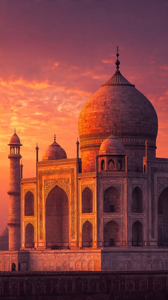 Taj Mahal in Agra at sunset